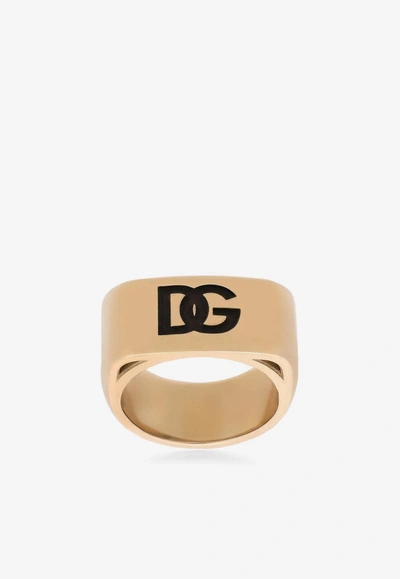 Shop Dolce & Gabbana Dg Logo Ring In Gold
