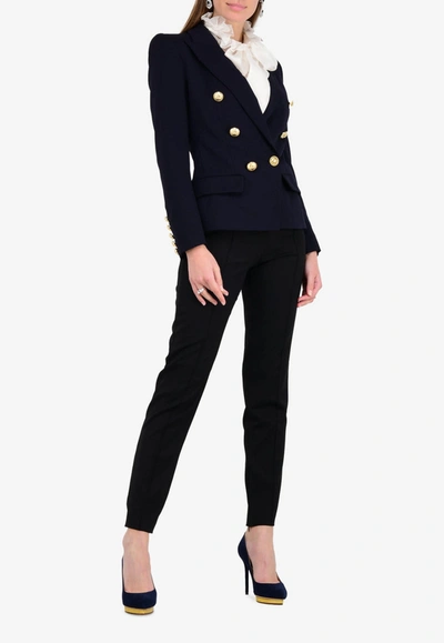 Shop Alexandre Vauthier Double-breasted Wool Blend Blazer In Blue