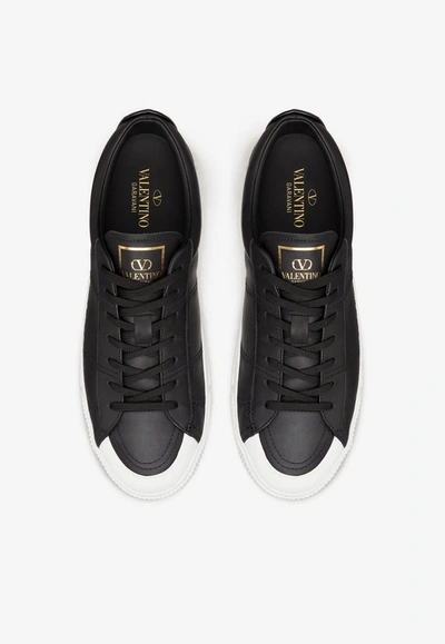 Shop Valentino Cityplanet Calfskin Sneakers In Black