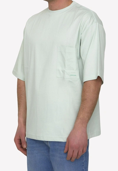 Shop Lanvin Crewneck Cotton T-shirt In Mint