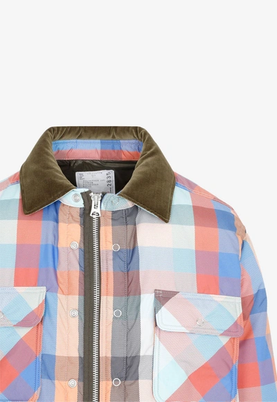 Sacai Check-pattern Zip-up Bomber Jacket In Multi