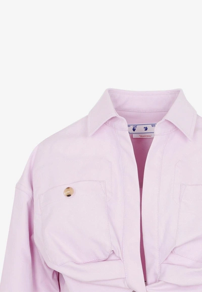 Shop Off-white Co Twist Cropped Cargo Shirt In Pink