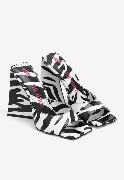 Shop Attico Devon 120 Zebra-motif Mules In Monochrome