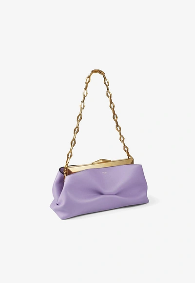 Jimmy Choo Diamond Frame Clutch In Calf Leather In Purple