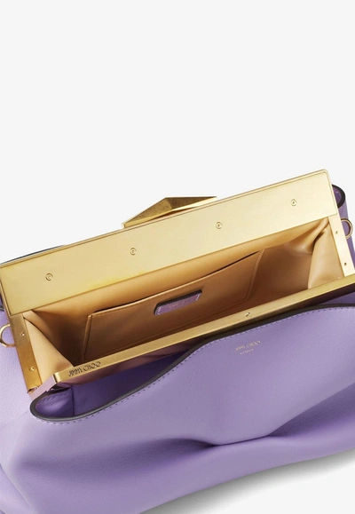 Jimmy Choo Diamond Frame Clutch In Calf Leather In Purple
