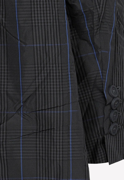 Shop Balenciaga Checkered Long Nylon Raincoat In Gray