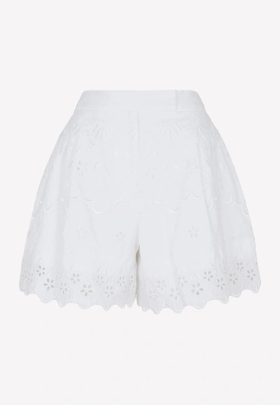 Shop Simone Rocha Embroidered Flared Shorts In White