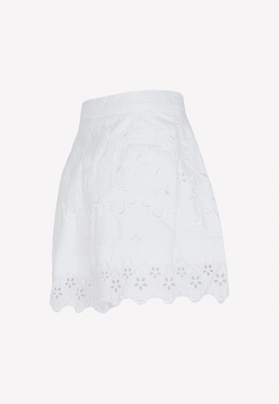 Shop Simone Rocha Embroidered Flared Shorts In White