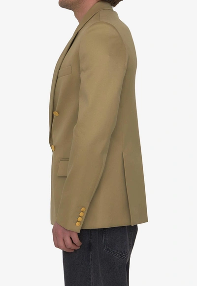 Shop Valentino Double-breasted Blazer In Brown