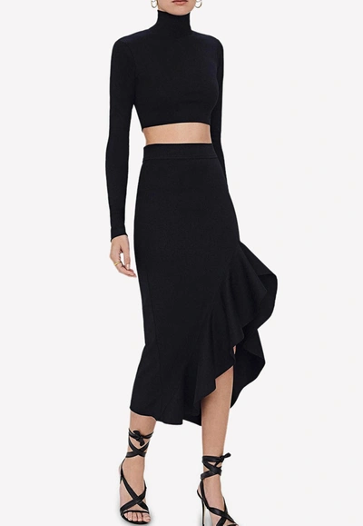Shop Alexis Cia Cropped Turtleneck Slim Fit Top In Black