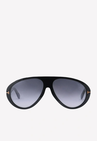 Shop Tom Ford Camillo Aviator Sunglasses In Gray