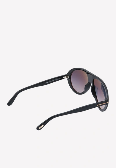 Shop Tom Ford Camillo Aviator Sunglasses In Gray