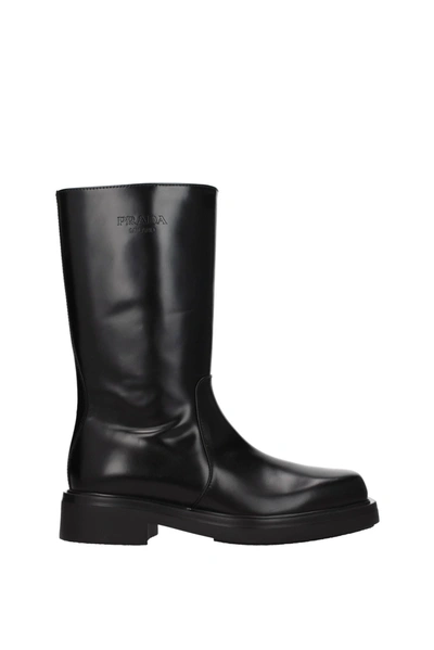 Shop Prada Boots Leather Black