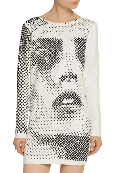 Shop Anthony Vaccarello Embellished Stretch-crepe Mini Dress