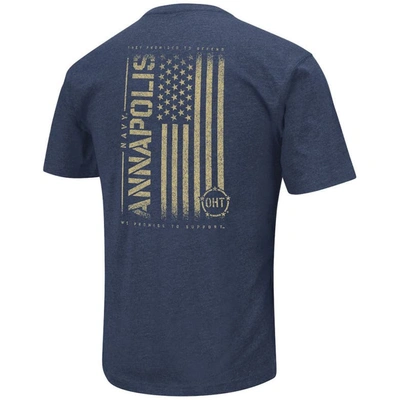 Shop Colosseum Heather Navy Navy Midshipmen Oht Military Appreciation Flag 2.0 T-shirt