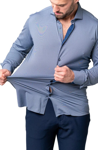 Maceoo Einstein Yoli Blue Stretch Button-up Shirt In Blue