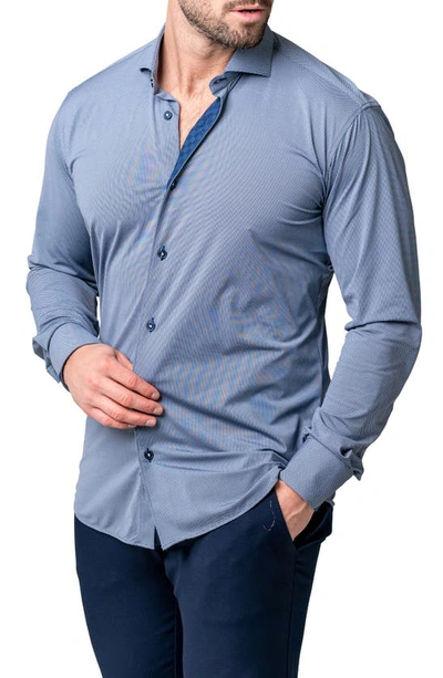Maceoo Einstein Yoli Blue Stretch Button-up Shirt In Blue