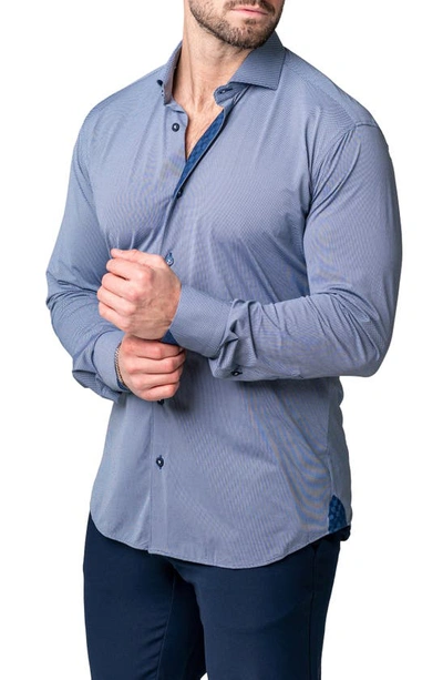 Maceoo Einstein Yoli Blue Stretch Button-up Shirt In Blue