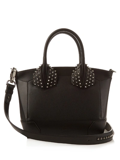 Christian Louboutin Eloise Small Spiked Textured-leather Tote In Black