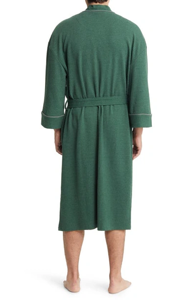 Shop Majestic Waffle Knit Robe In Grass Green
