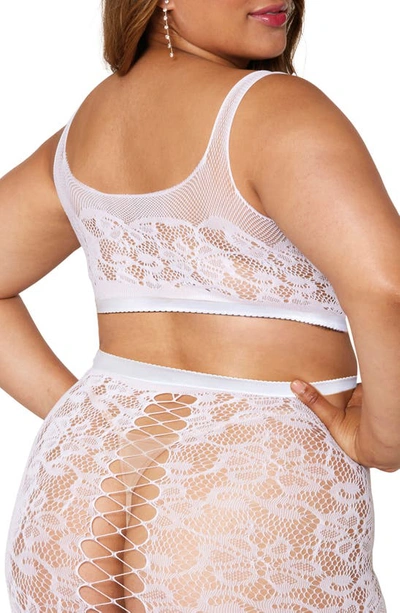 Dreamgirl Lace Bralette & Slip Skirt Set In White