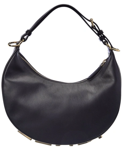 Shop Fendi Graphy Small Leather Hobo Bag In Black