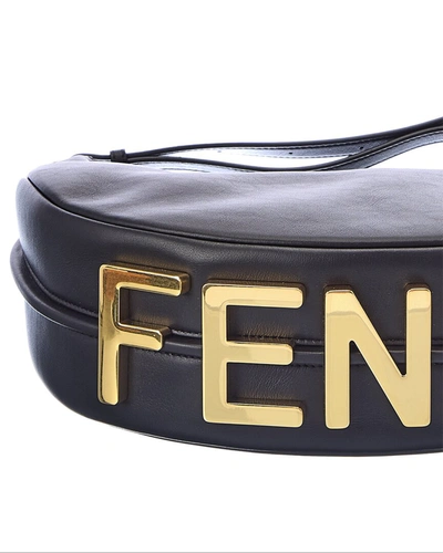 Shop Fendi Graphy Small Leather Hobo Bag In Black