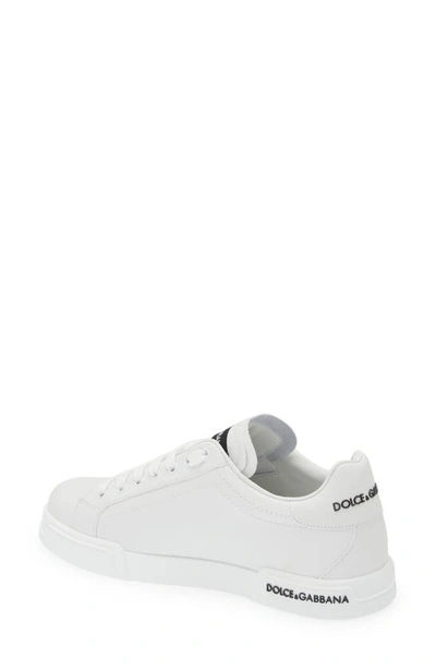 Dolce & Gabbana Leather Sneakers With Lateral Logo Patch In White