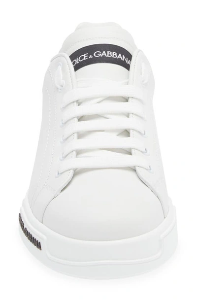 Dolce & Gabbana Leather Sneakers With Lateral Logo Patch In White