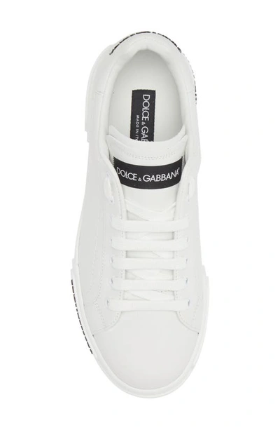 Dolce & Gabbana Leather Sneakers With Lateral Logo Patch In White