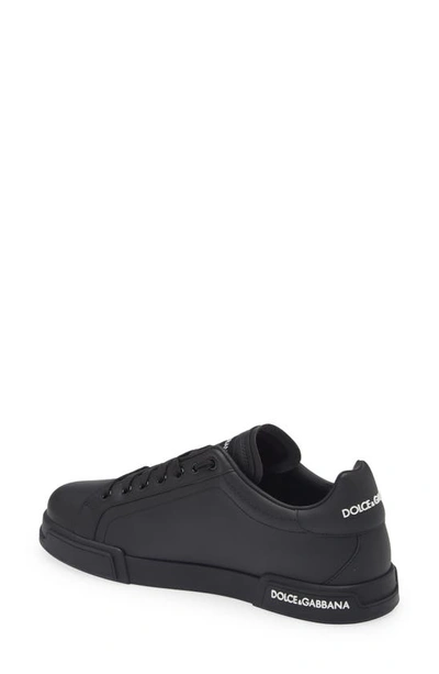 Shop Dolce & Gabbana Portofino Logo Detail Sneaker In Black/ Black