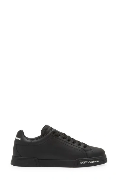 Shop Dolce & Gabbana Portofino Logo Detail Sneaker In Black/ Black