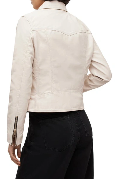 Shop Allsaints Vela Leather Biker Jacket In Ivory White
