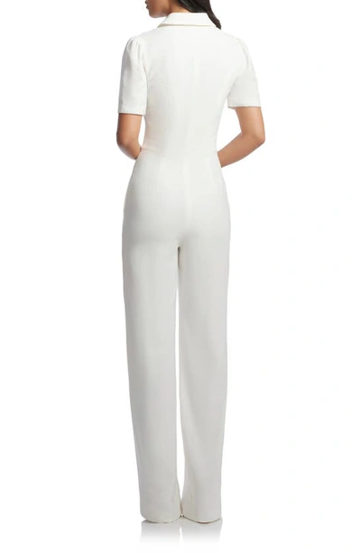 Shop Dress The Population Gloria Front Zip Jumpsuit In Off White