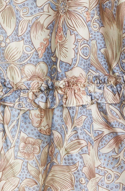 Shop Zimmermann Floral Frill Silk Chintz Dress In Dusty Blue Floral