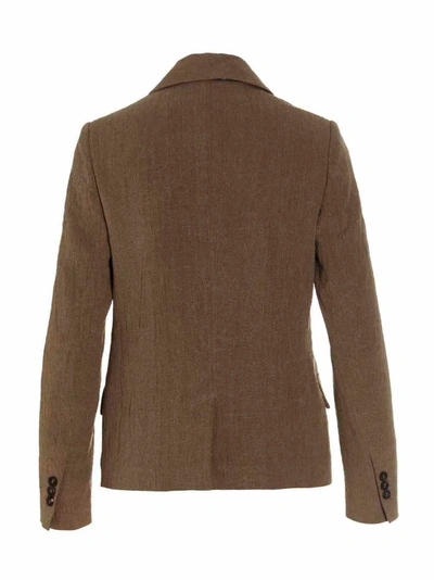 Shop Brunello Cucinelli Single Breast Linen Blazer Jacket