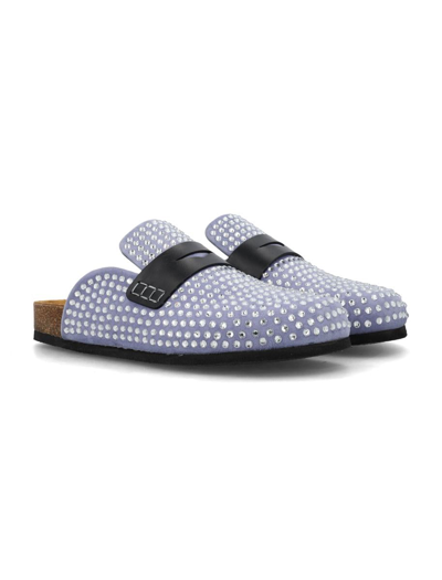 Shop Jw Anderson J.w. Anderson Crystal Loafer Mules In Light/pastel Purple
