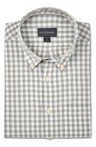 Shop Scott Barber Highlander Check Twill Button-down Shirt In Heather