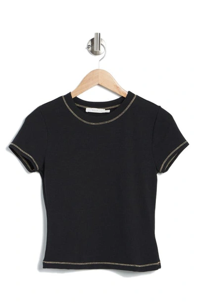 Shop Lush Contrast Stitch Crewneck T-shirt In Black