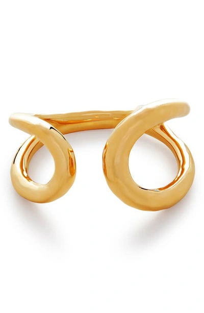 Shop Monica Vinader Flow Wrap Ring In 18ct Gold Vermeil/ Ss