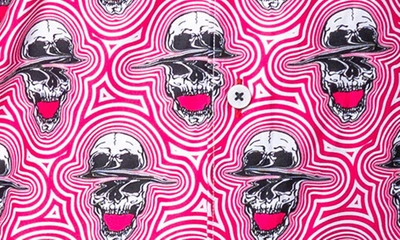 Maceoo Fibonacci Skull Sonic Regular Fit Cotton Blend Button-up Shirt In Red