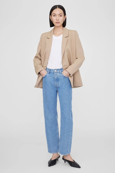 Anine Bing Hugh Logo Patch Wide-leg Jeans In Blue