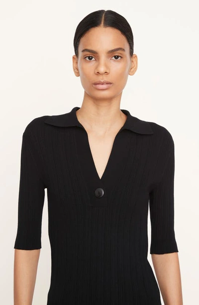 Shop Vince Polo Sweater In Black