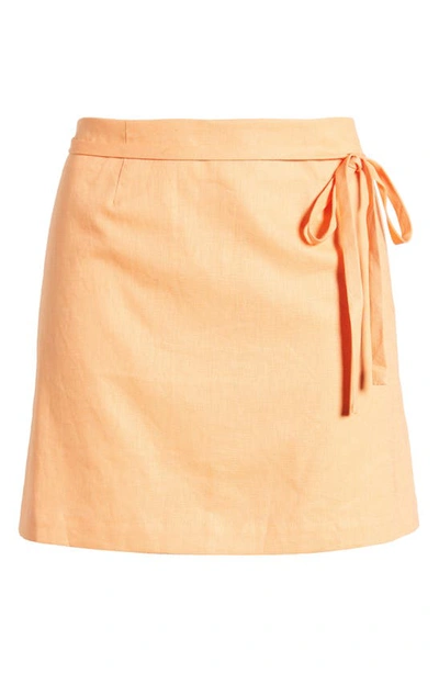 Shop Wayf Kenny Linen Blend Wrap Skirt In Orange