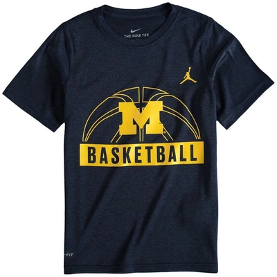 Shop Jordan Brand Navy Michigan Wolverines Basketball Logo Performance T-shirt
