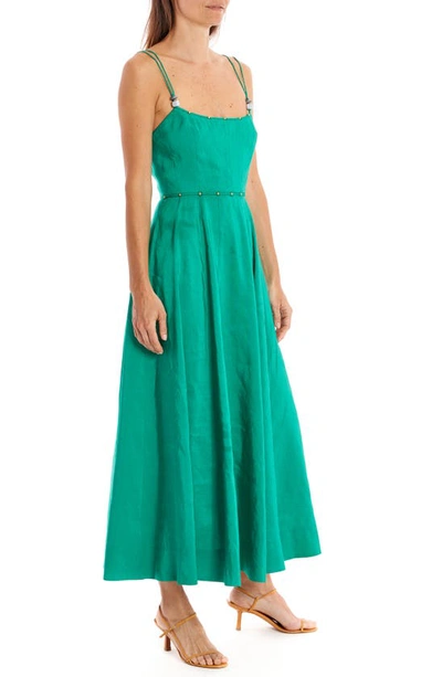 Shop La Ligne X Don't Let Disco Beaded A-line Dress In Kelly Green