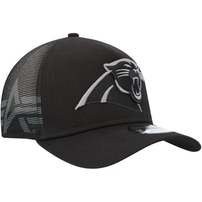 Shop New Era X Alpha Industries Black Carolina Panthers A-frame 9forty Trucker Snapback Hat