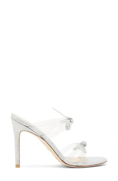 Stuart Weitzman Bow 100 Slide Sandal In Clear/ Silver