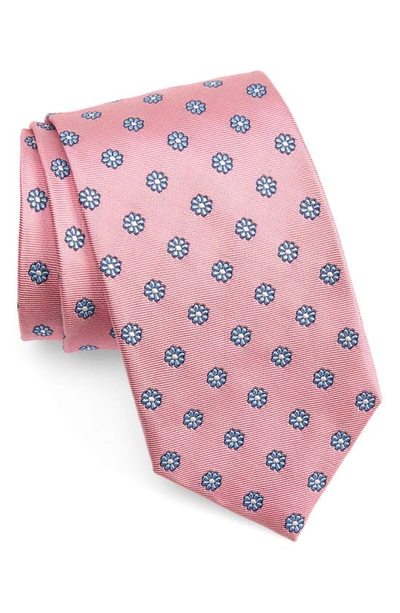 Shop David Donahue Neat Floral Silk Tie In Pink