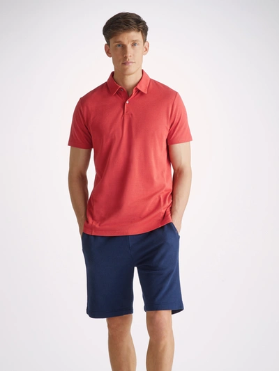 Shop Derek Rose Men's Polo Shirt Ramsay Pique Cotton Tencel Red